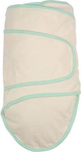 Miracle Blanket Swaddle Unisex Baby, Beige with Green Trim, Newborn to 14 Weeks